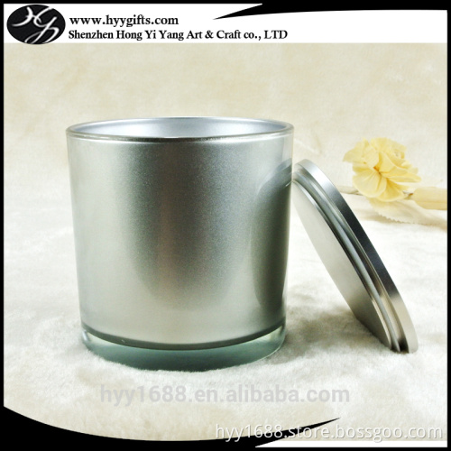 wholesale shiny silver metalize glass tumblers with silver lid for candles